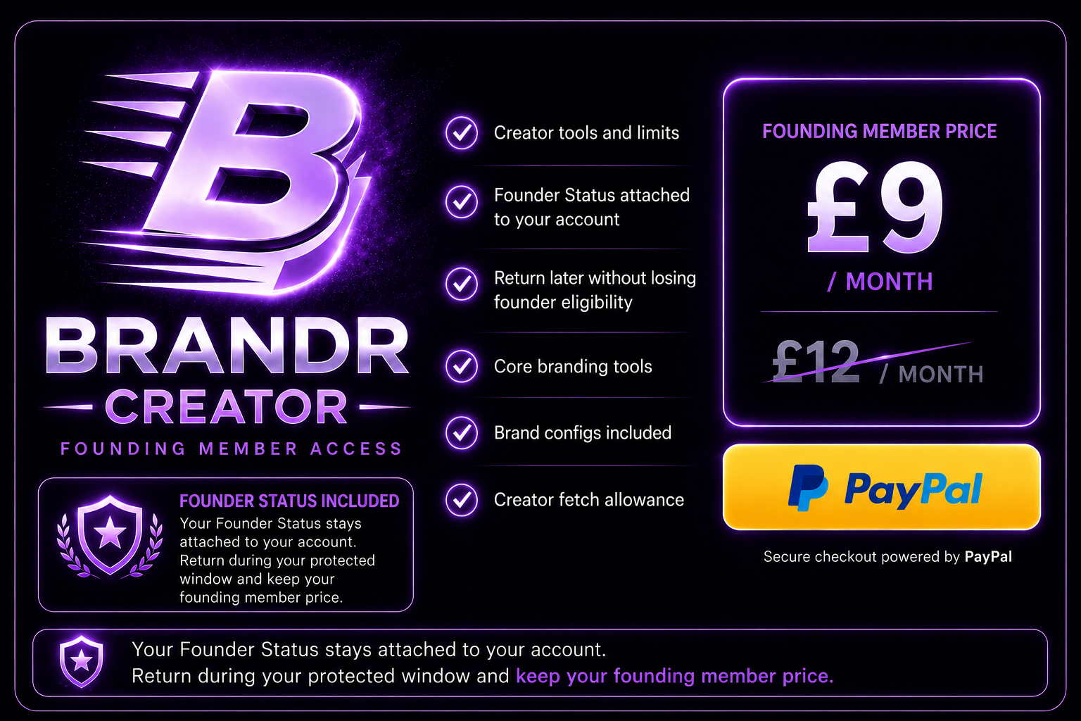 Brandr Creator tier — £9/mo